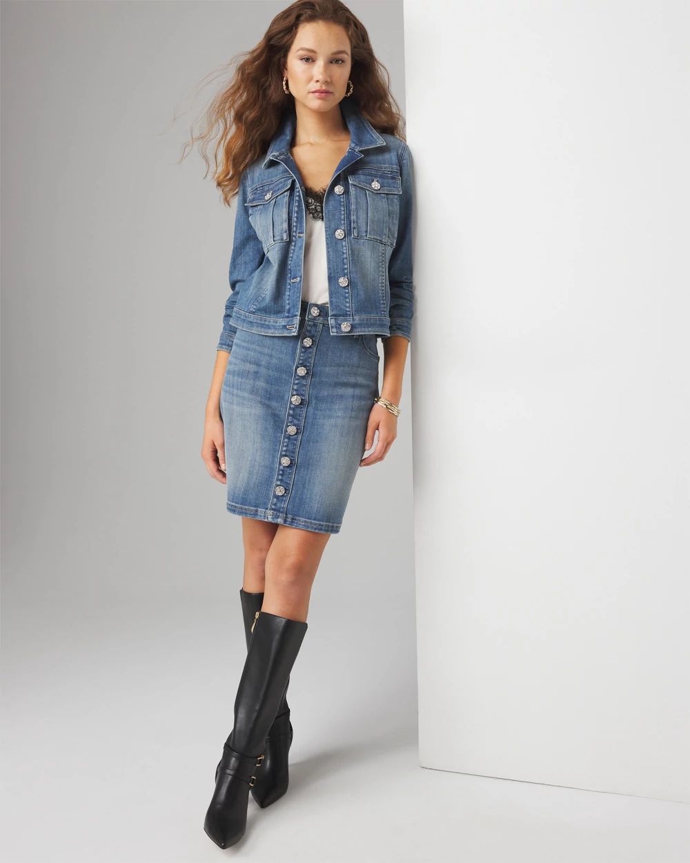 White House Black Market Women s Cropped Denim Jacket